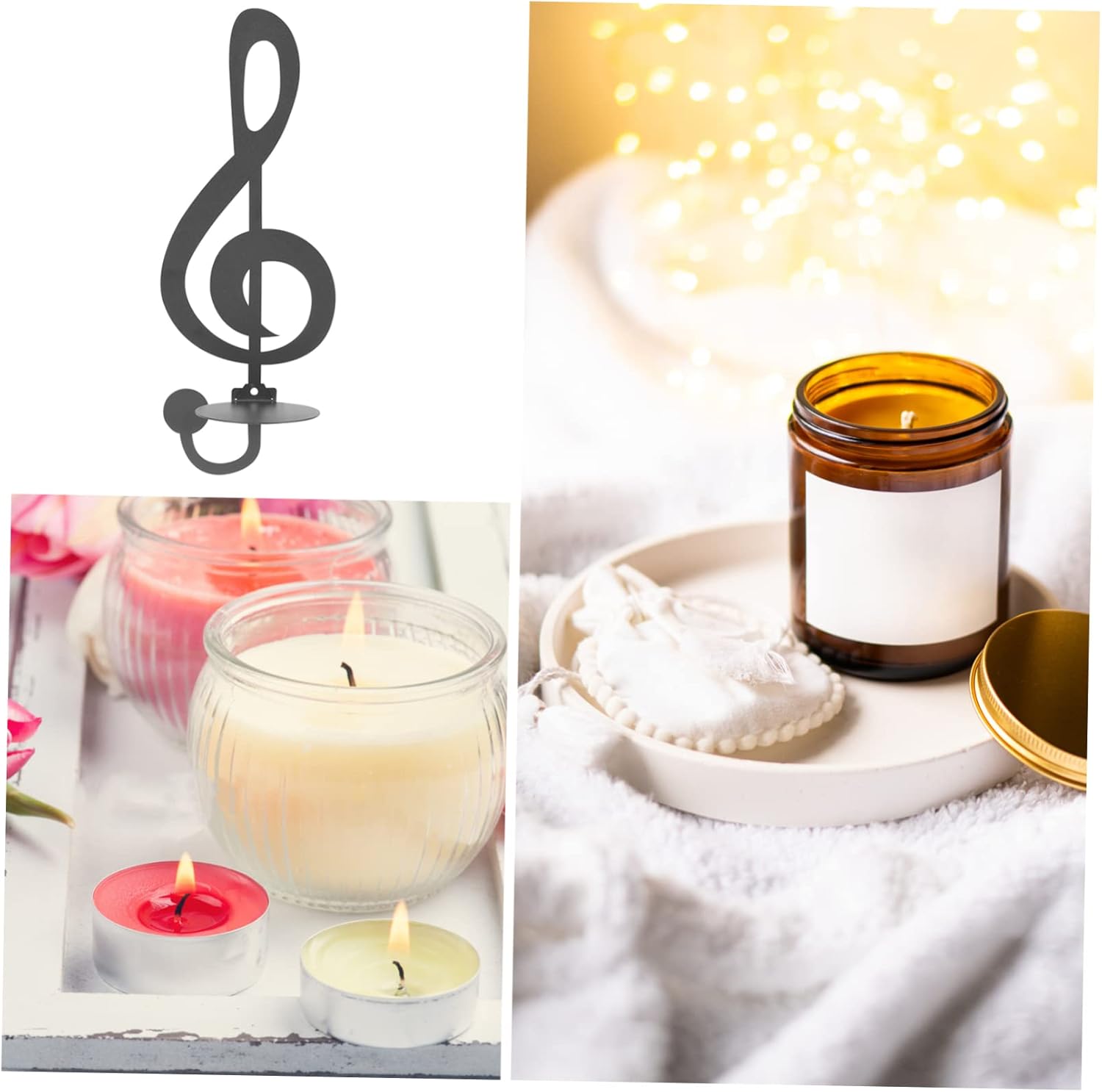 Wall Sconce Candle Holder with Music Note Design