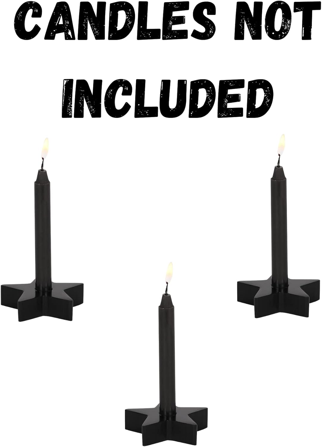 Set of Three Black Star Candle Holder Set Witchcraft Ritual