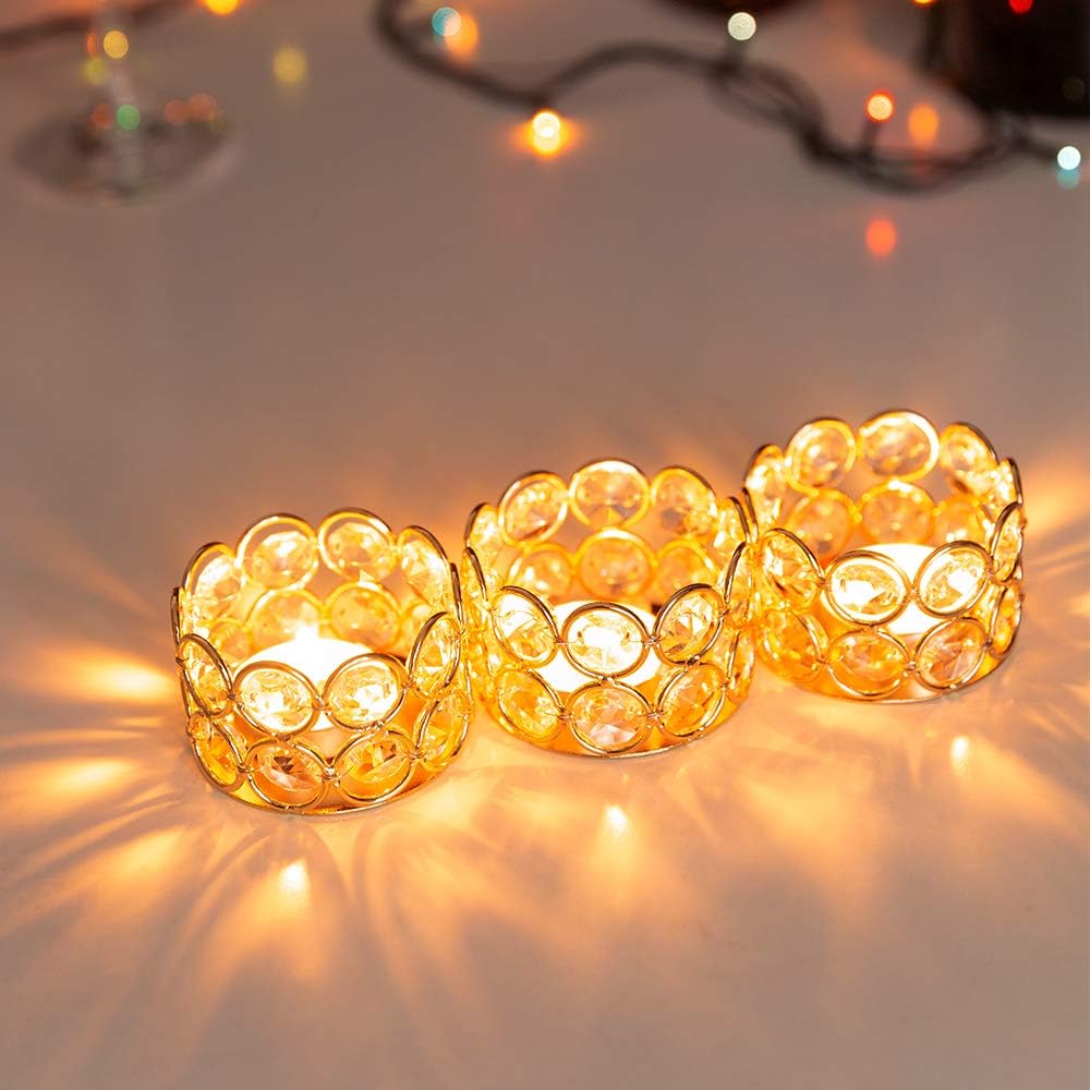 Gleaming Gold Crystal Candle Holders