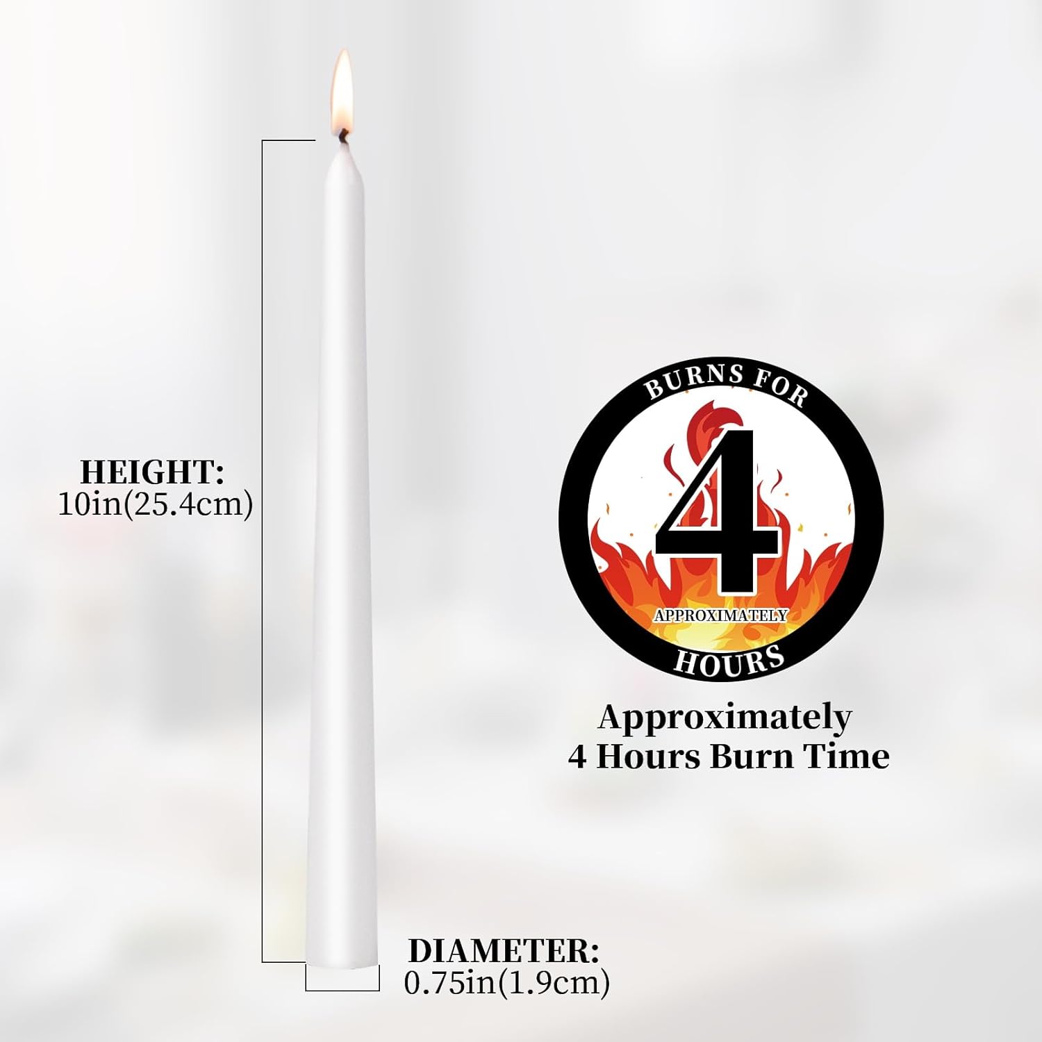 Tstag 10x White Taper Candles