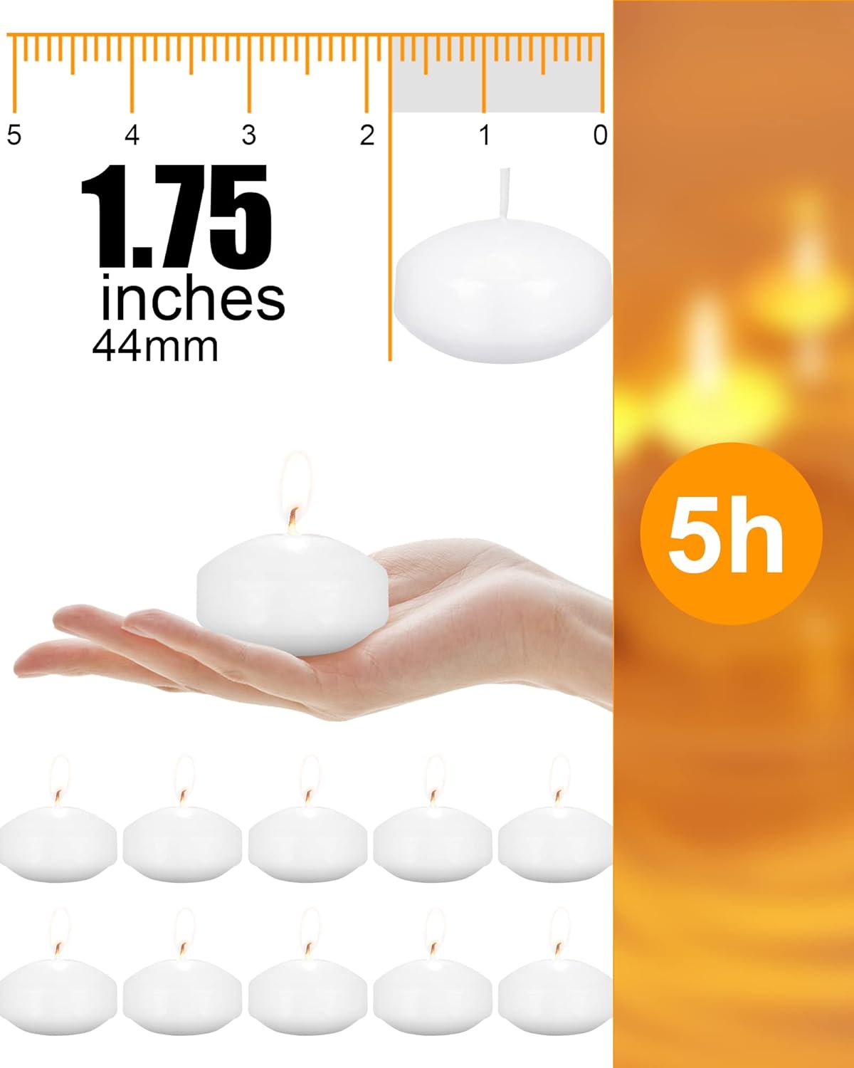 Treela 80-Piece 173 Unscented Floating Candles for Weddings Parties