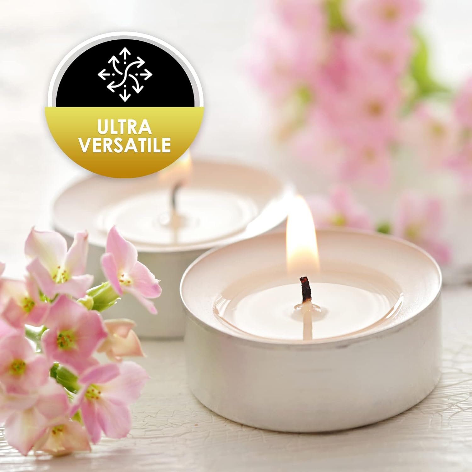 PAMY 50 Pack Small Round 1 Inch Unscented Tea Light Candles