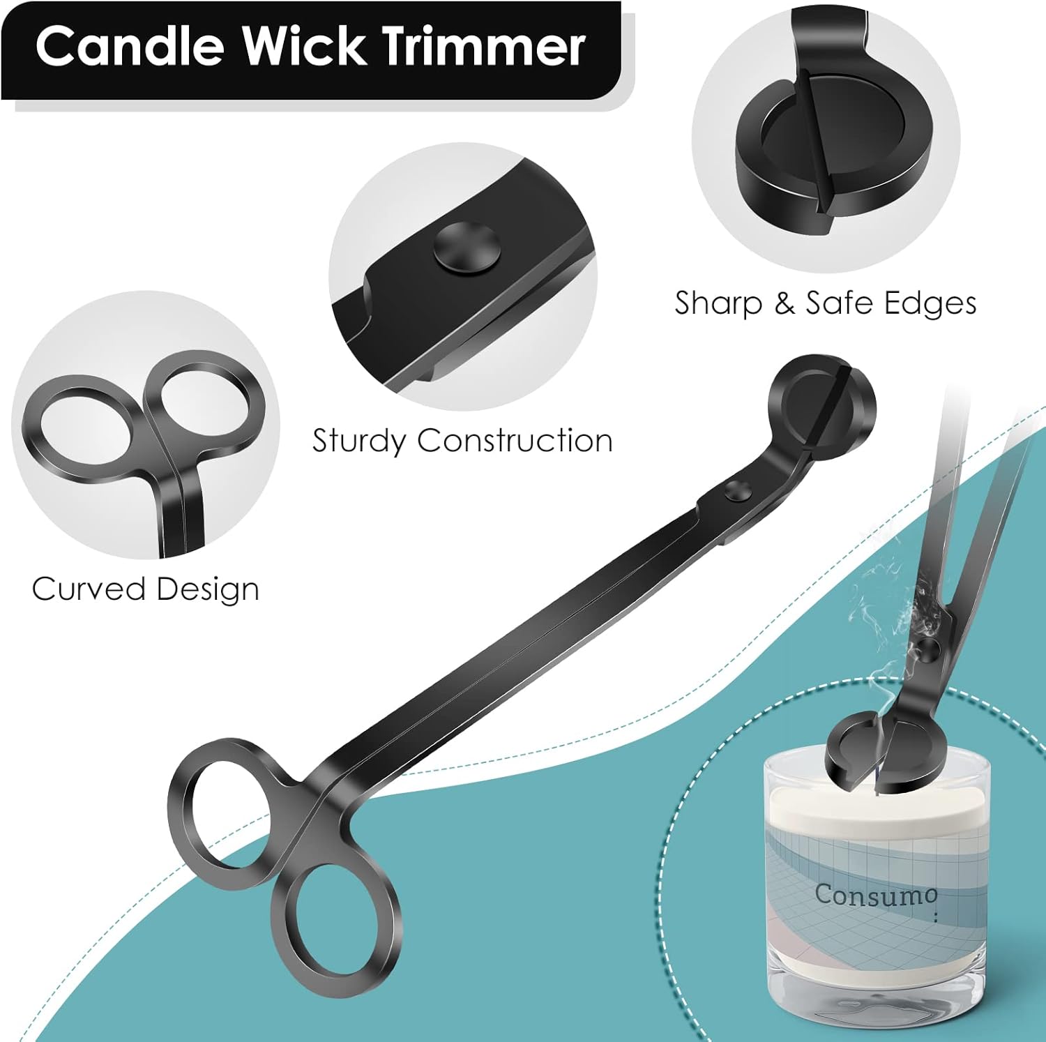 Saiveina 3 in 1 Candle Accessory Set Black