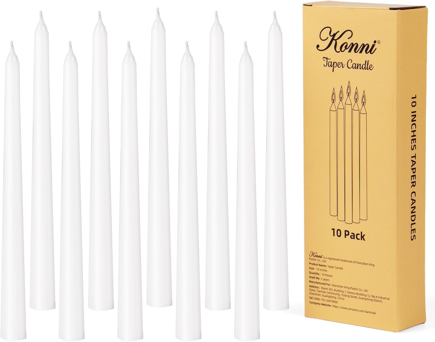Tstag 10x White Taper Candles