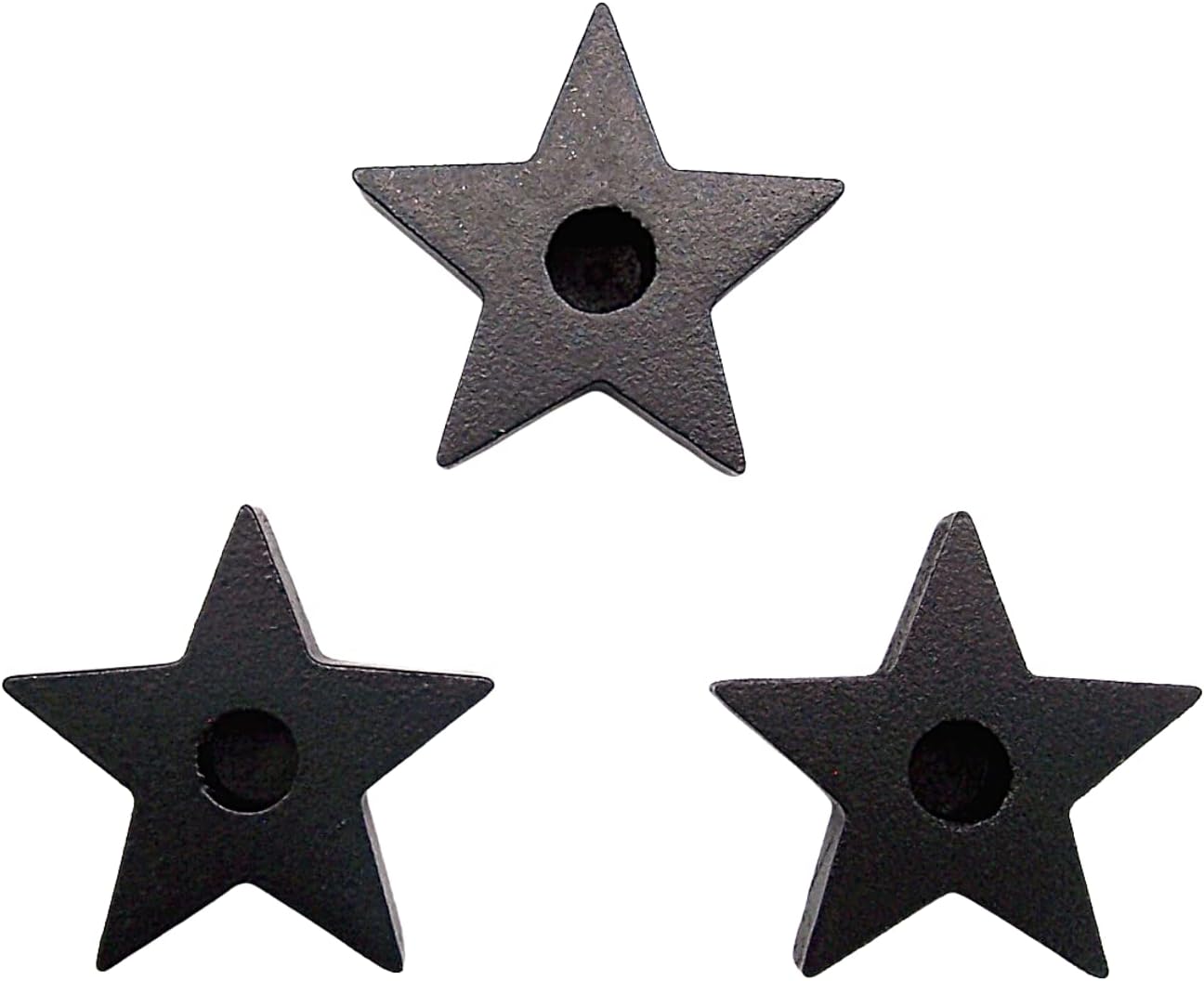Set of Three Black Star Candle Holder Set Witchcraft Ritual