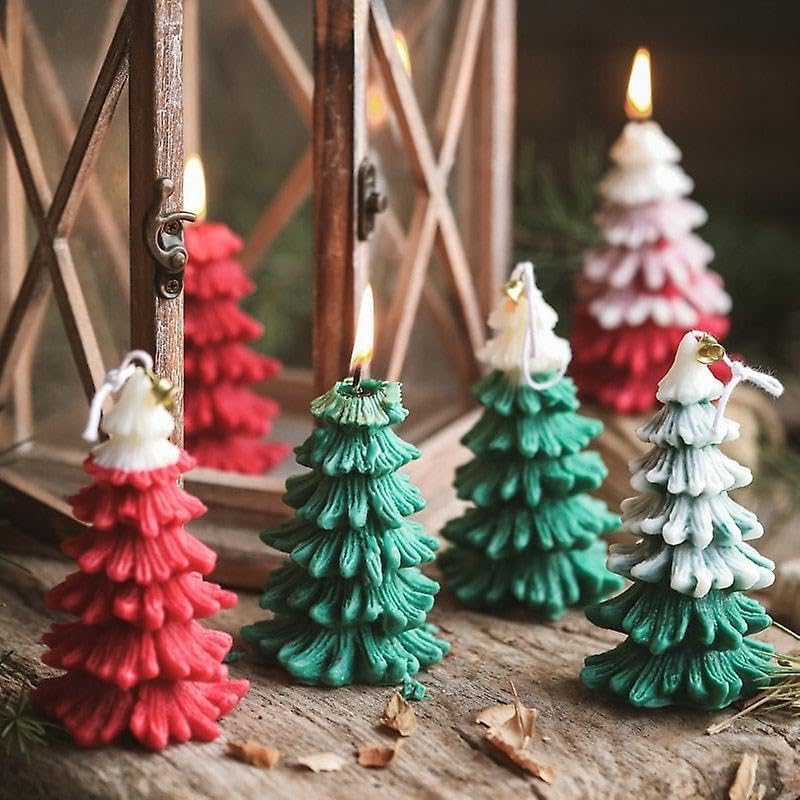 christmas tree shaped pillar candle