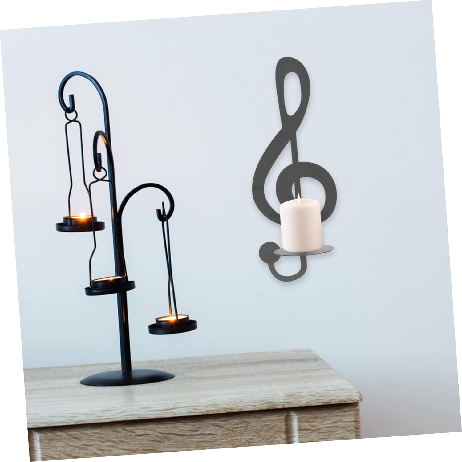 Wall Sconce Candle Holder with Music Note Design