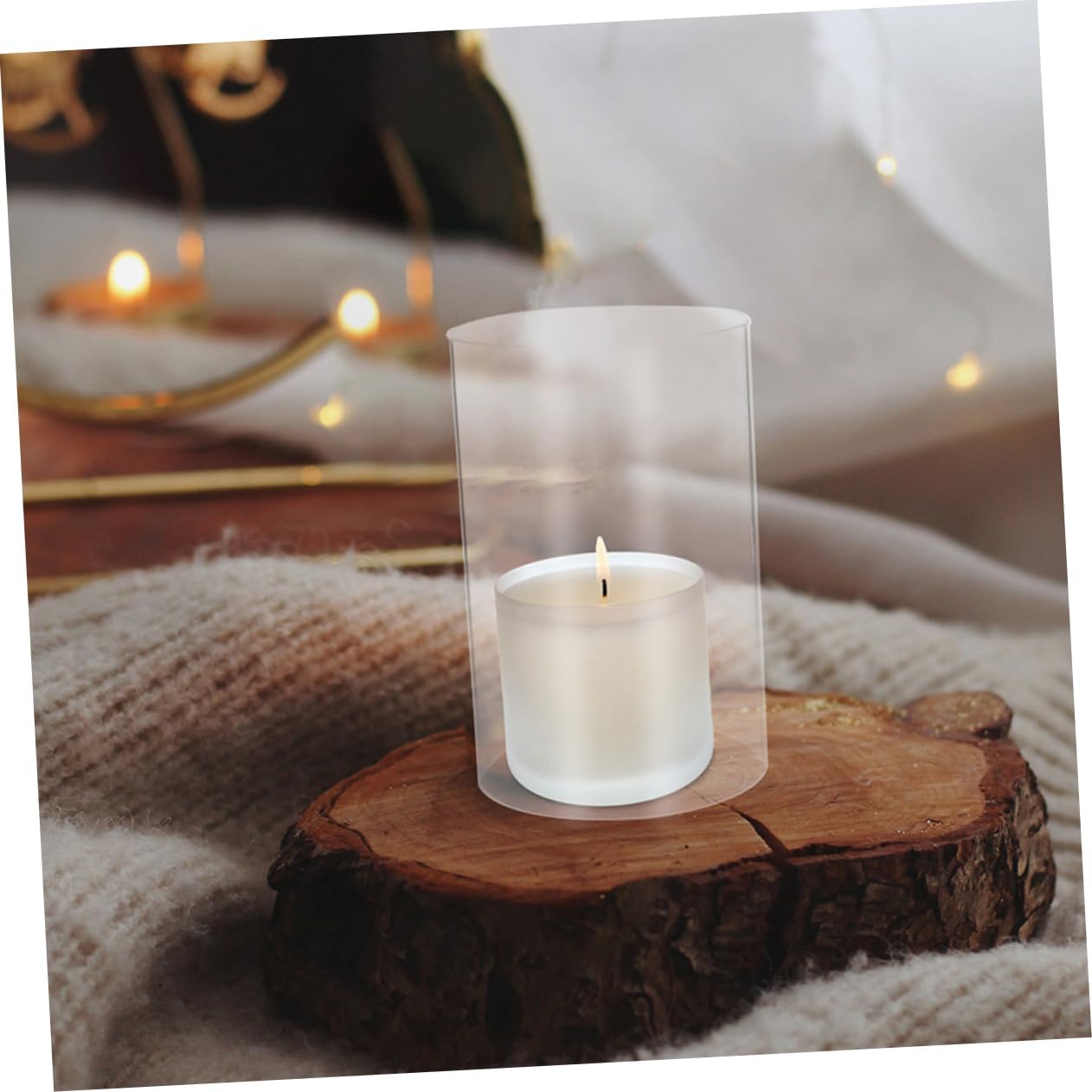 Clear Glass Candle Holder Sleeve by PRETZOOM Wind-Protected Multiple Uses