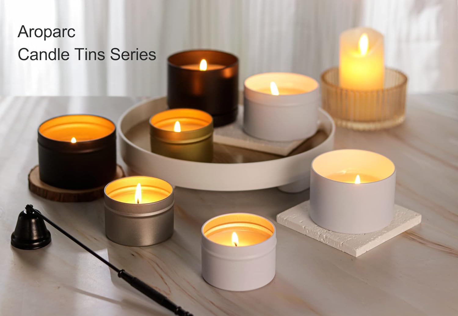 Aroparc White Candle Tins 4oz Bulk Candle Containers - 24 Travel Tins