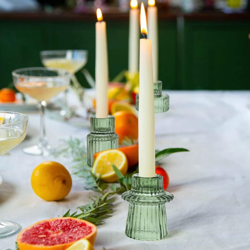 Vixdonos Taper Glass Candlestick Holders Elegant Table Centerpieces
