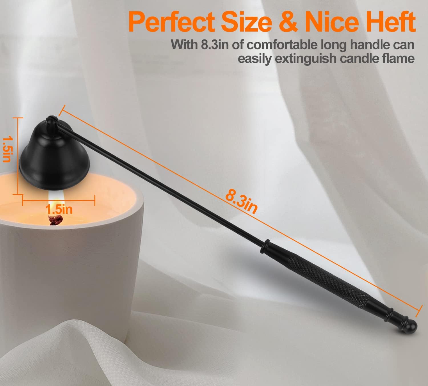 GOSGOON Premium Candle Snuffer Black Elegant Long-Handle Extinguisher for Candle Lovers