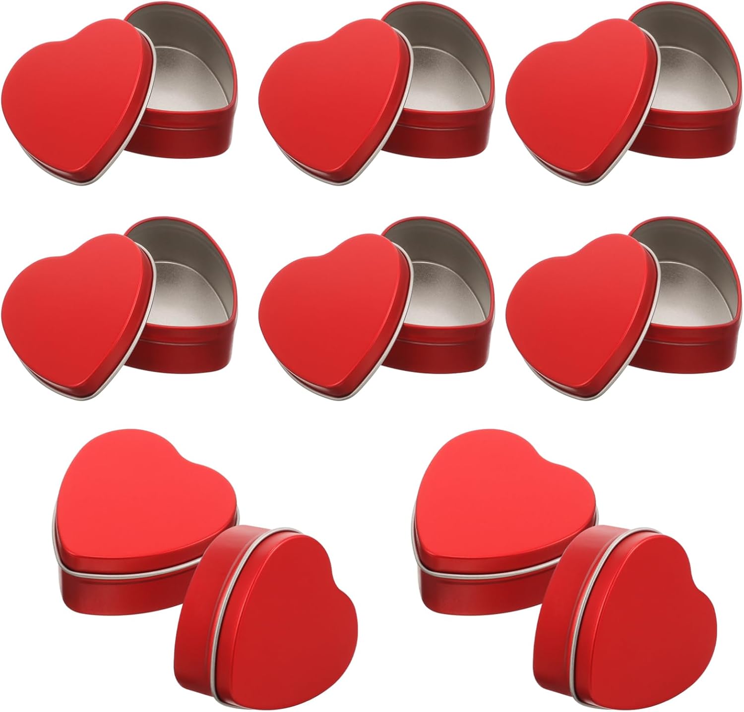 Valentines Heart Candle Tins 10pc Set