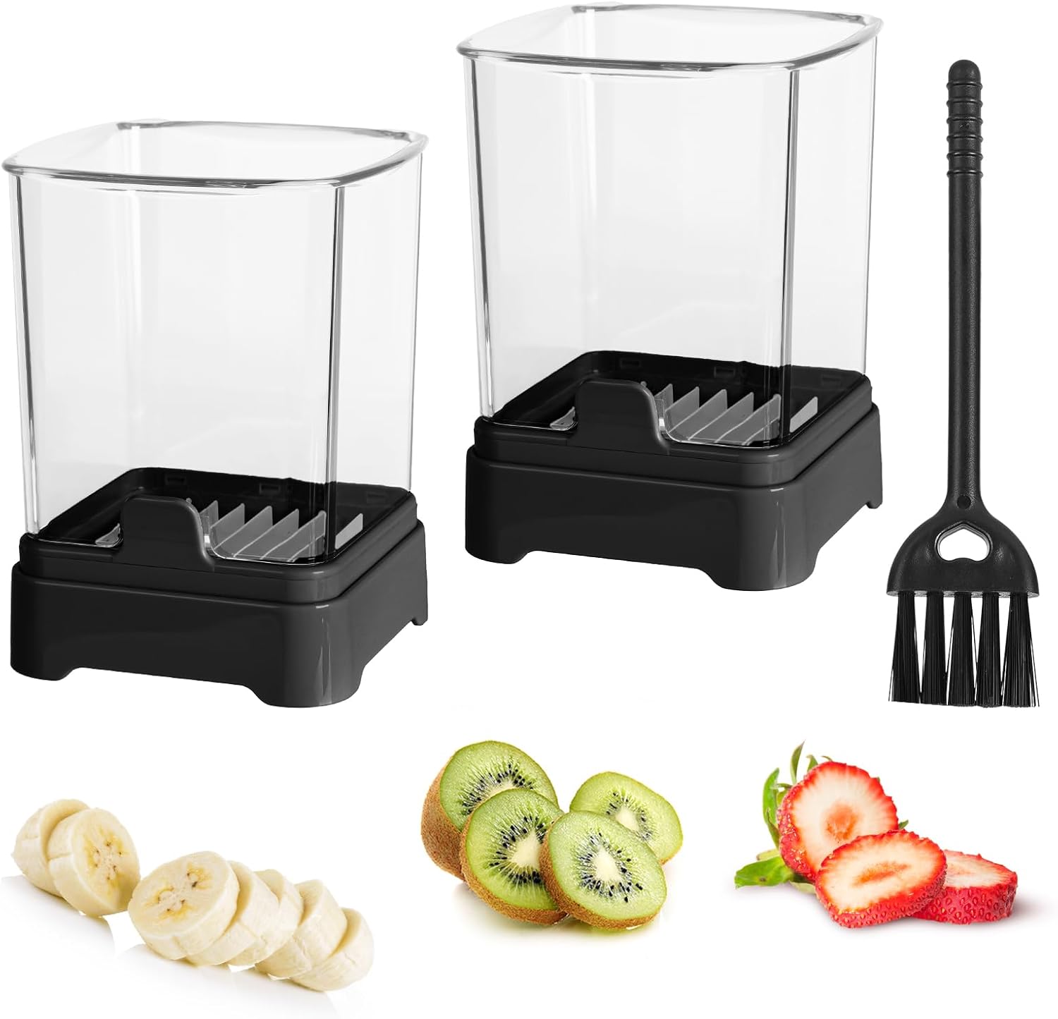 2-Pack Fruit Slicer Cup with Push Plate Durable Safe Kitchen Gadget