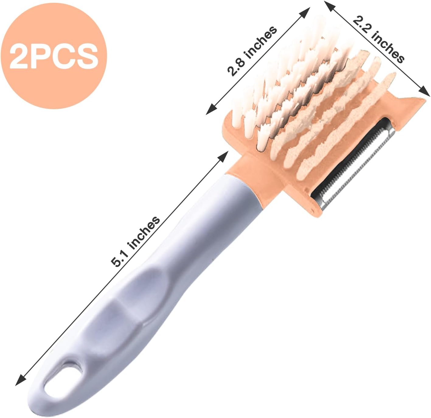 2 in 1 Vegetable Brush and Julienne Peeler Pink