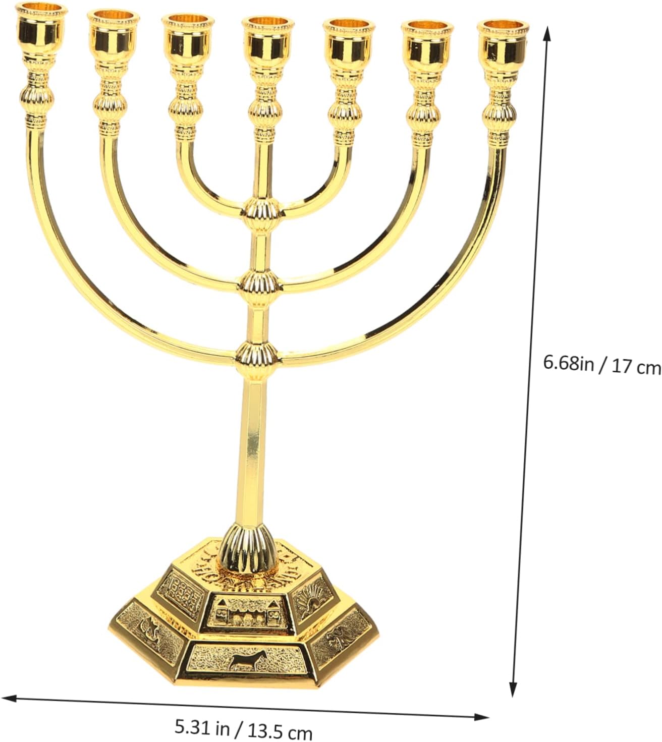 Elegant 7-Piece Metal Candlestick Set for Jewish Decor