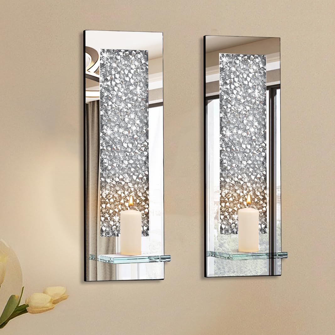 Pibeyer Crystal Diamond Candle Sconces Set of 2