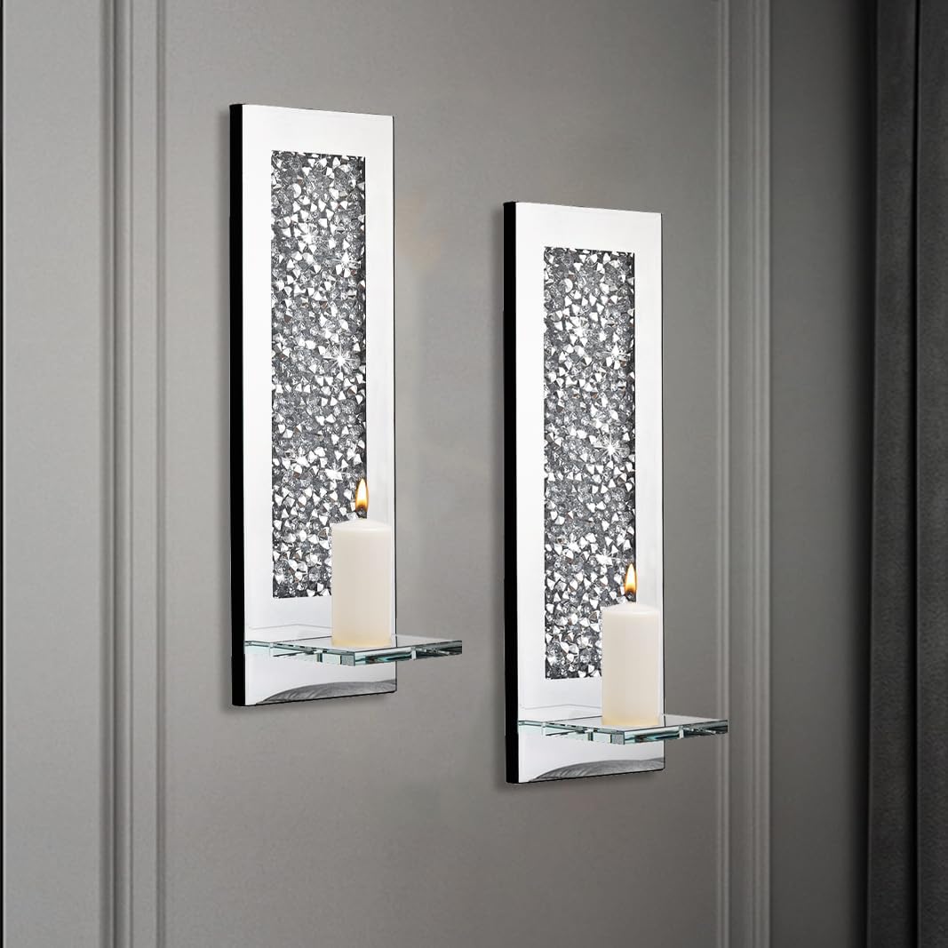 Pibeyer Crystal Diamond Candle Sconces Set of 2
