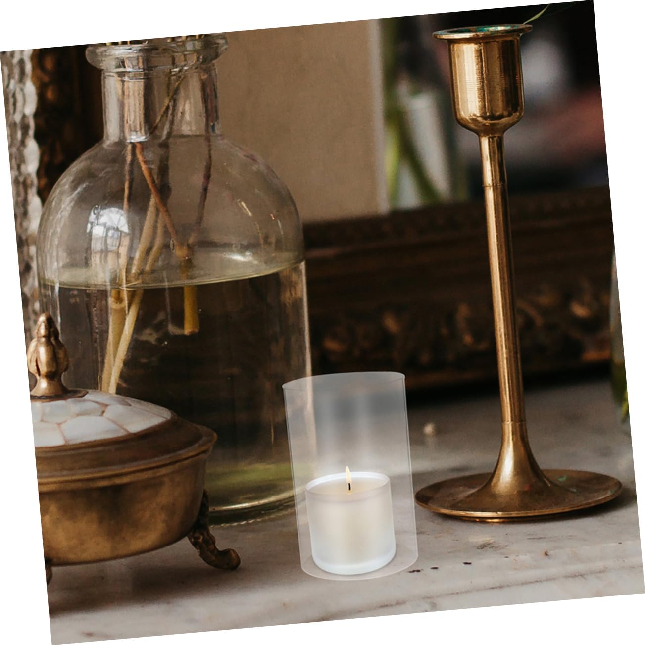 Clear Glass Candle Holder Sleeve by PRETZOOM Wind-Protected Multiple Uses
