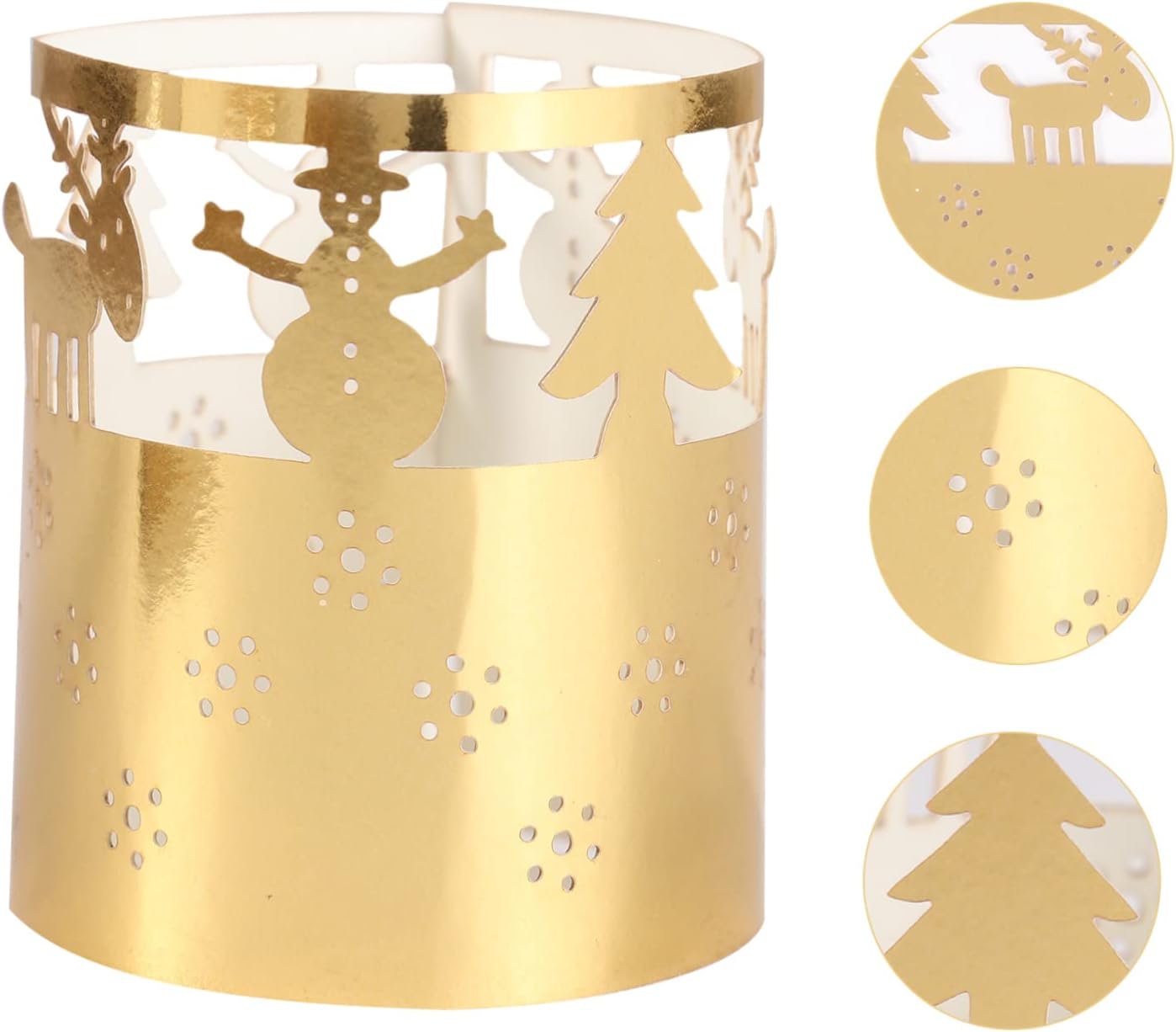 Paper Candle Lampshade with Snowflakes in Gold for Christmas or Weddings