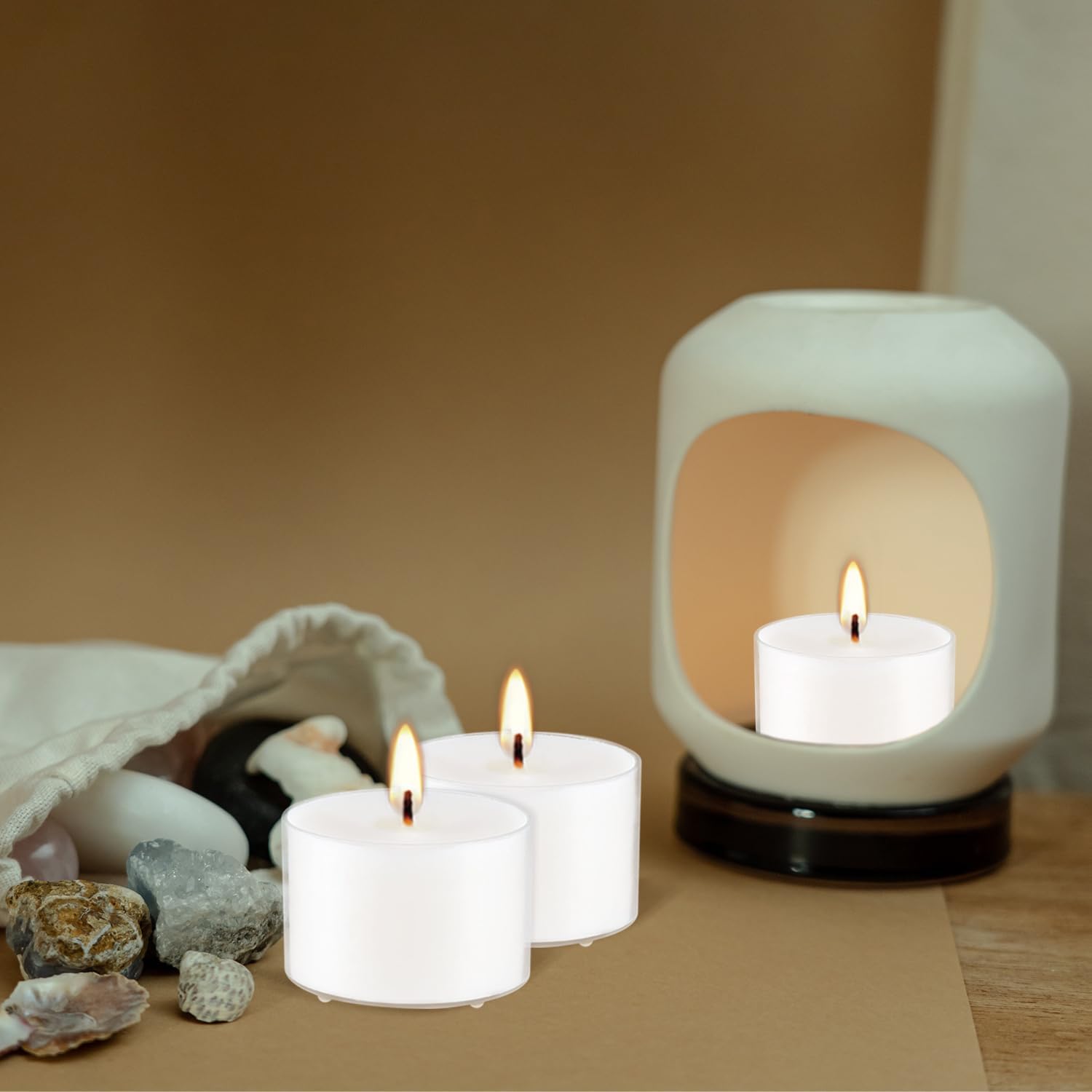Set of 50 White Scented Candles Vanilla Fragrance Perfect for Relaxation Parties
