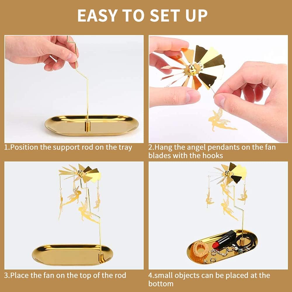 Spinning Candle Holder - Gold Elves