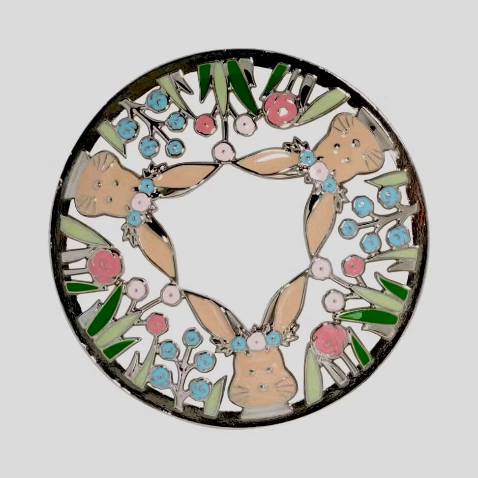 Easter Metal Jar Candle Topper with Bunnies and Flowers