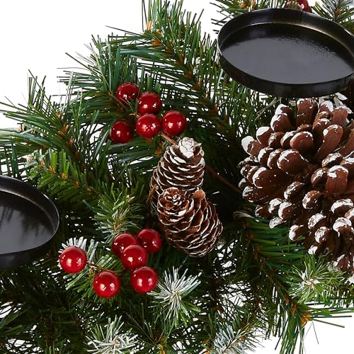 National Tree Company Artificial Christmas Centerpiece with 3 Candle Holders