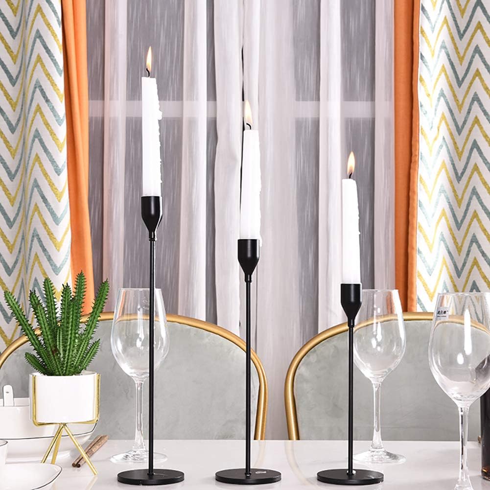 Matte Black Candle Holder Set of 3 for Taper Candles