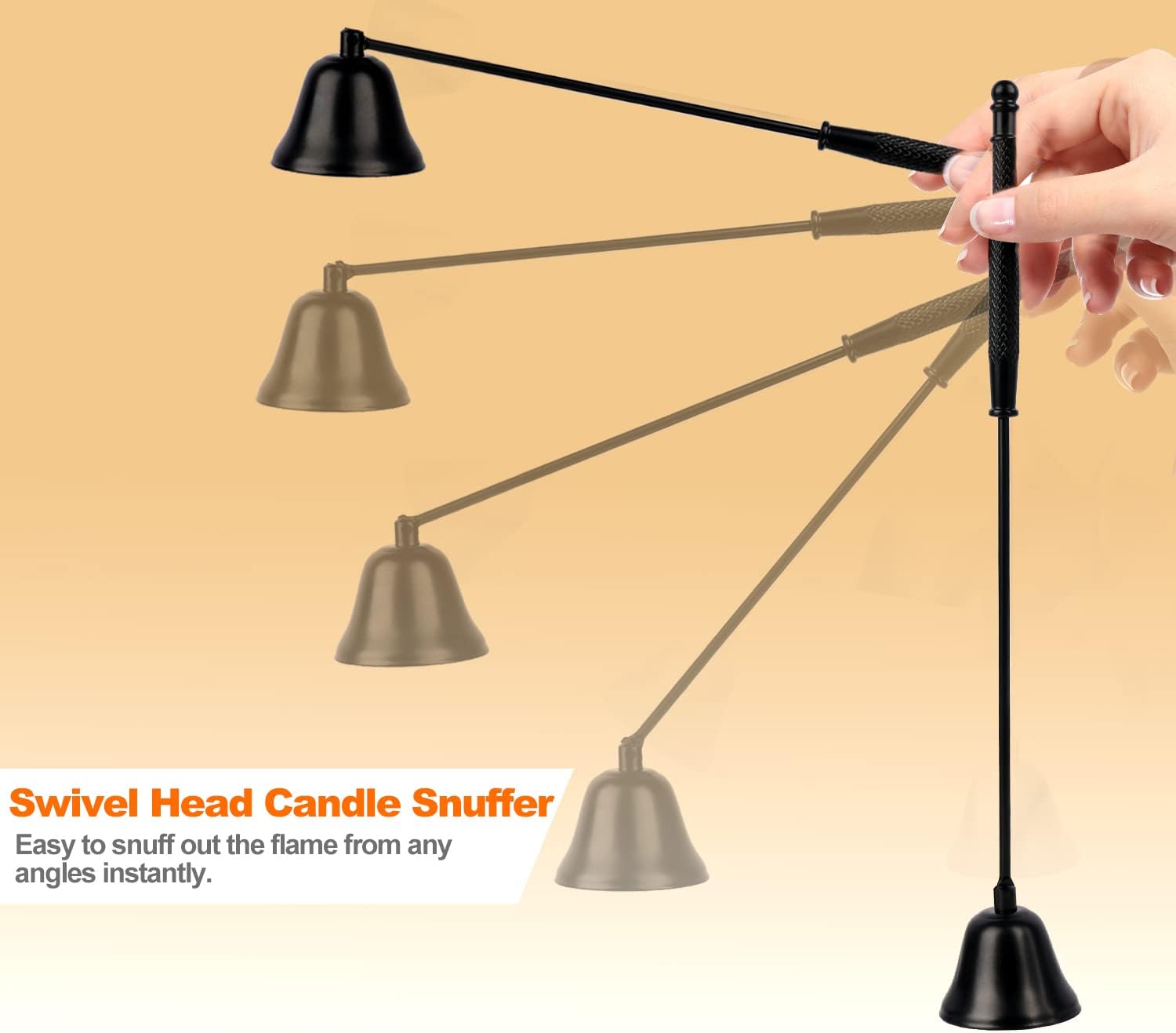 GOSGOON Premium Candle Snuffer Black Elegant Long-Handle Extinguisher for Candle Lovers