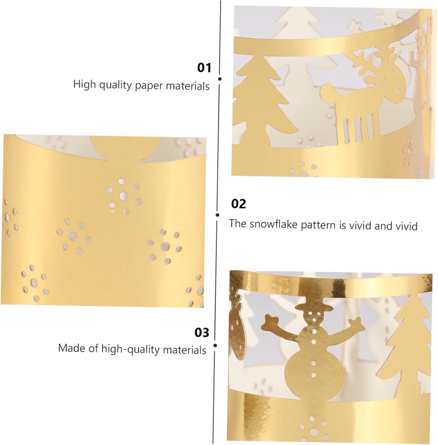 Paper Candle Lampshade with Snowflakes in Gold for Christmas or Weddings