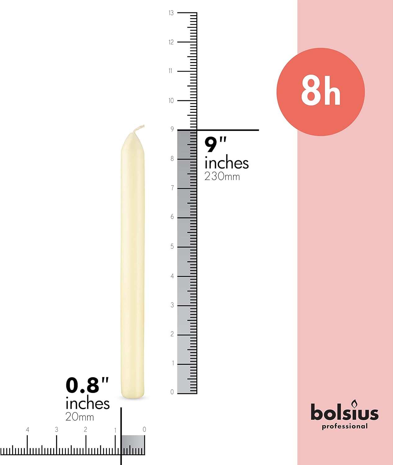 BOLSIUS Ivory Candle Set 10-Pack Unscented Dripless Burners