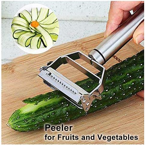 JianGLAI Stainless Steel Julienne Peeler with Cleaning Brush Carrot Potato Slicer