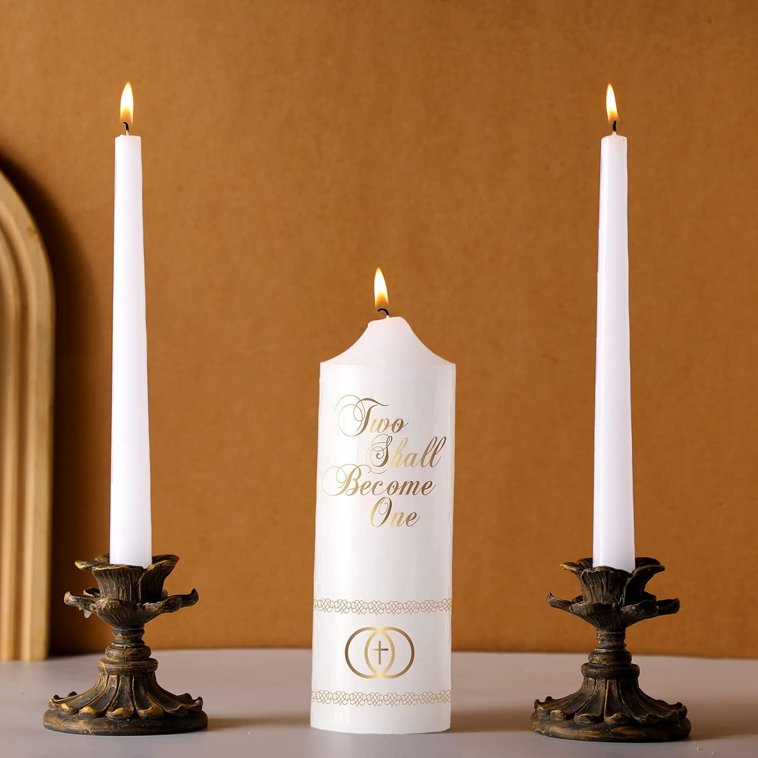 Frienda Unity Taper Candle Set - 3-Piece Cross Design