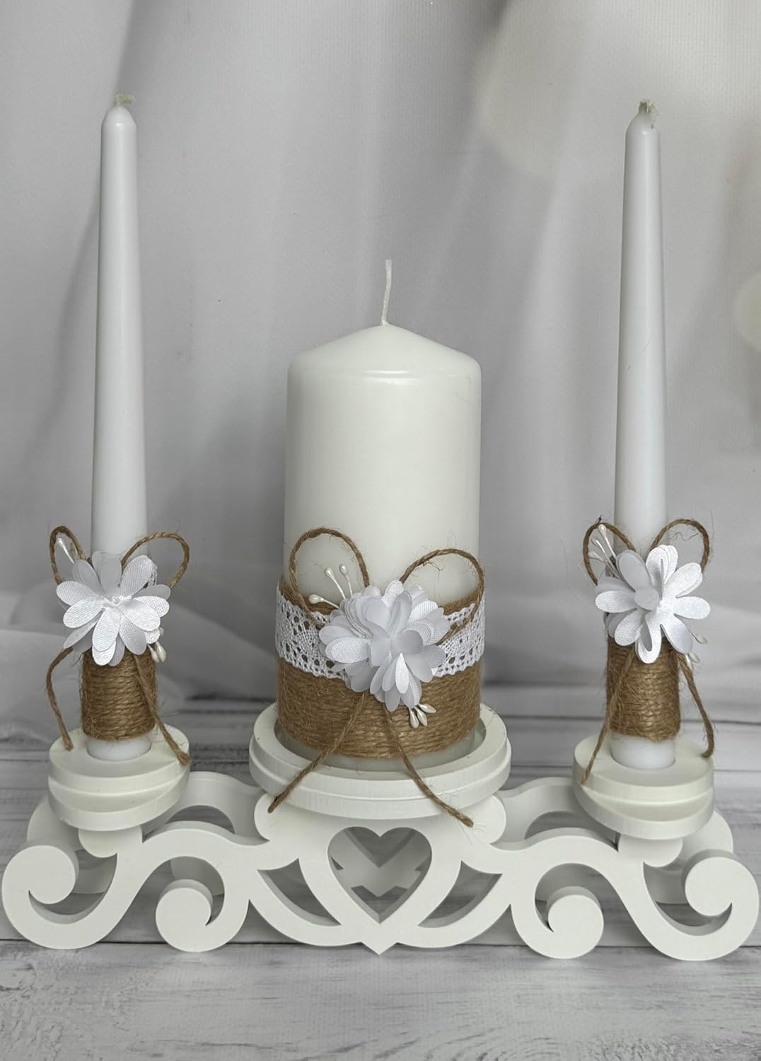 Rustic Wedding Unity Candle Set - 6 Pillar and 2 10 Tapers