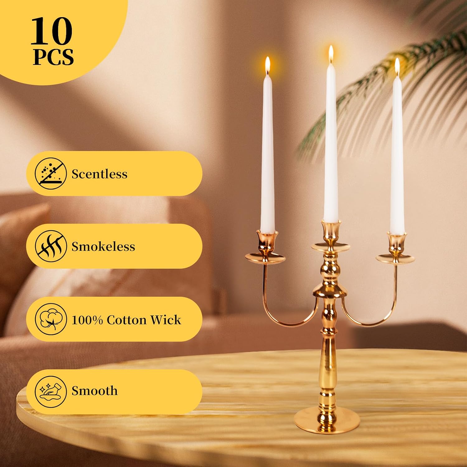 Tstag 10x White Taper Candles