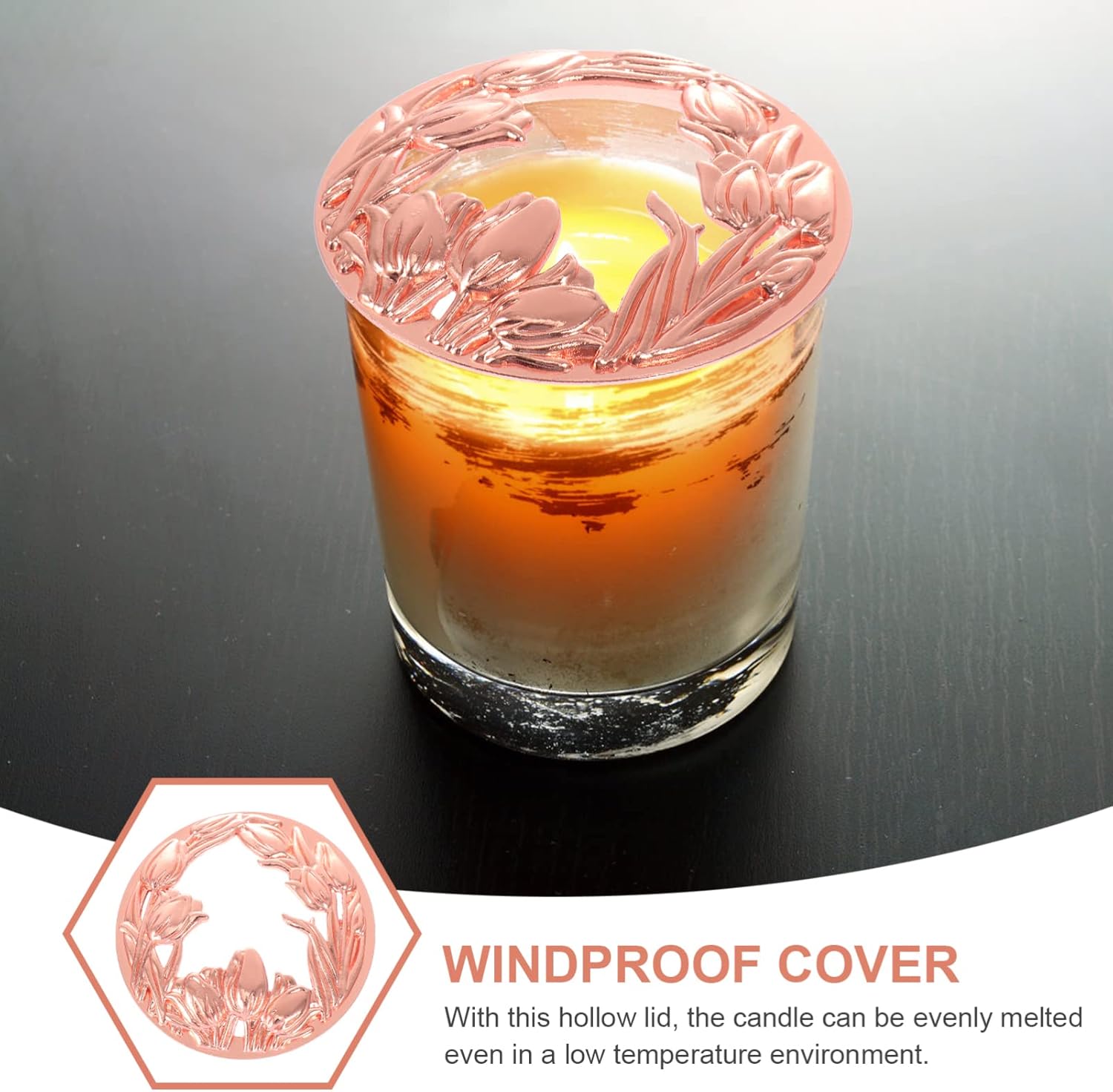 VOSAREA Windproof Durable Rose Gold Metal Candle Shade
