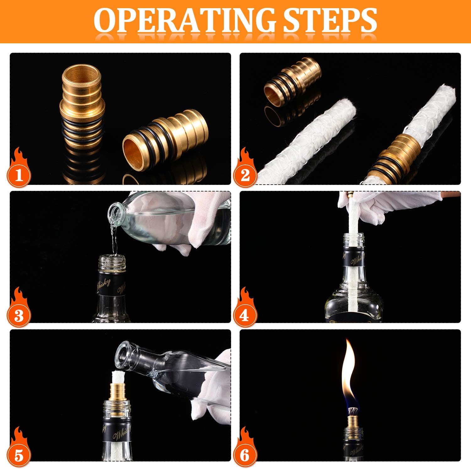 12-Piece Wine Bottle Torch Wicks and Holder Kit
