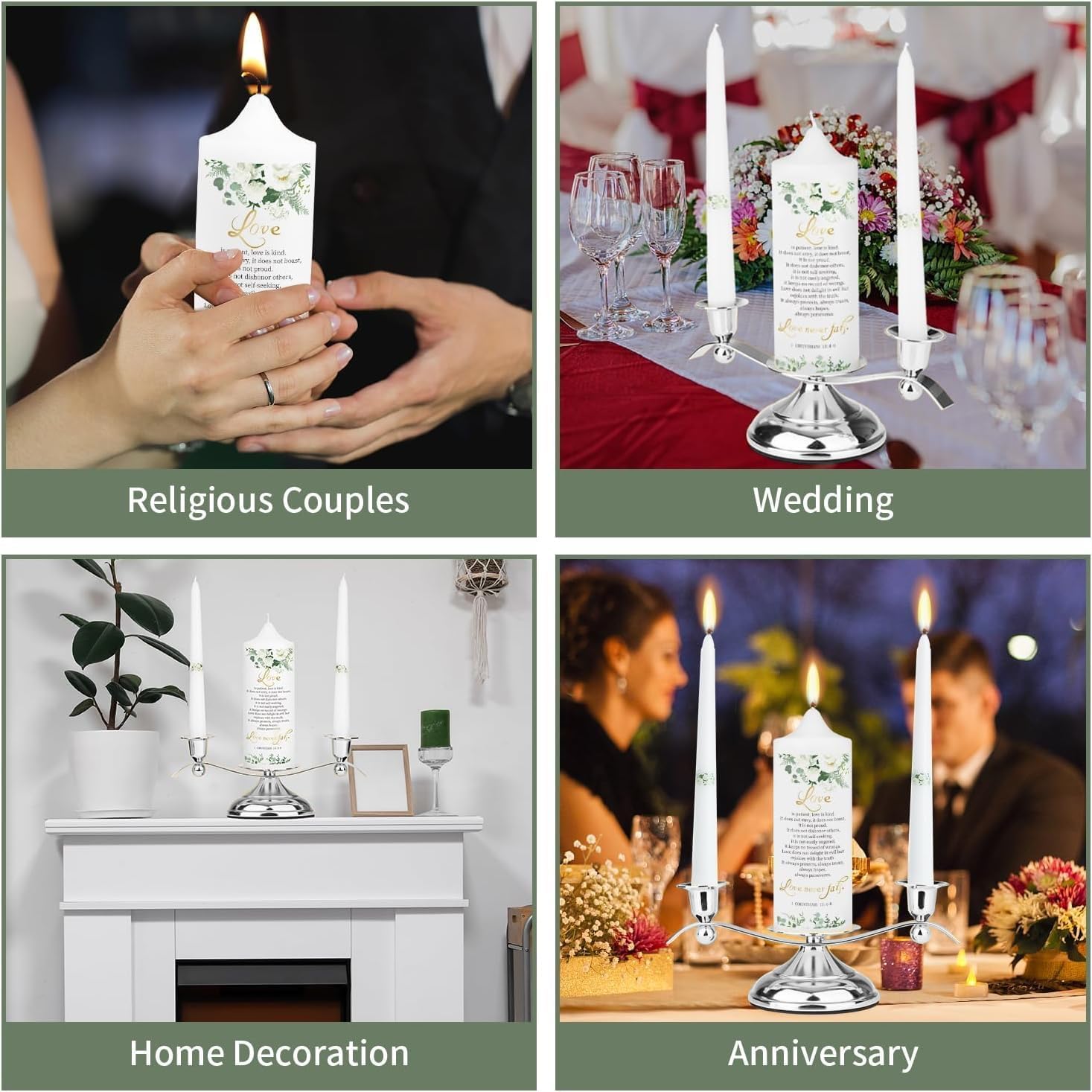 LakWilows 3-Floral Candle Set with Silver Holder