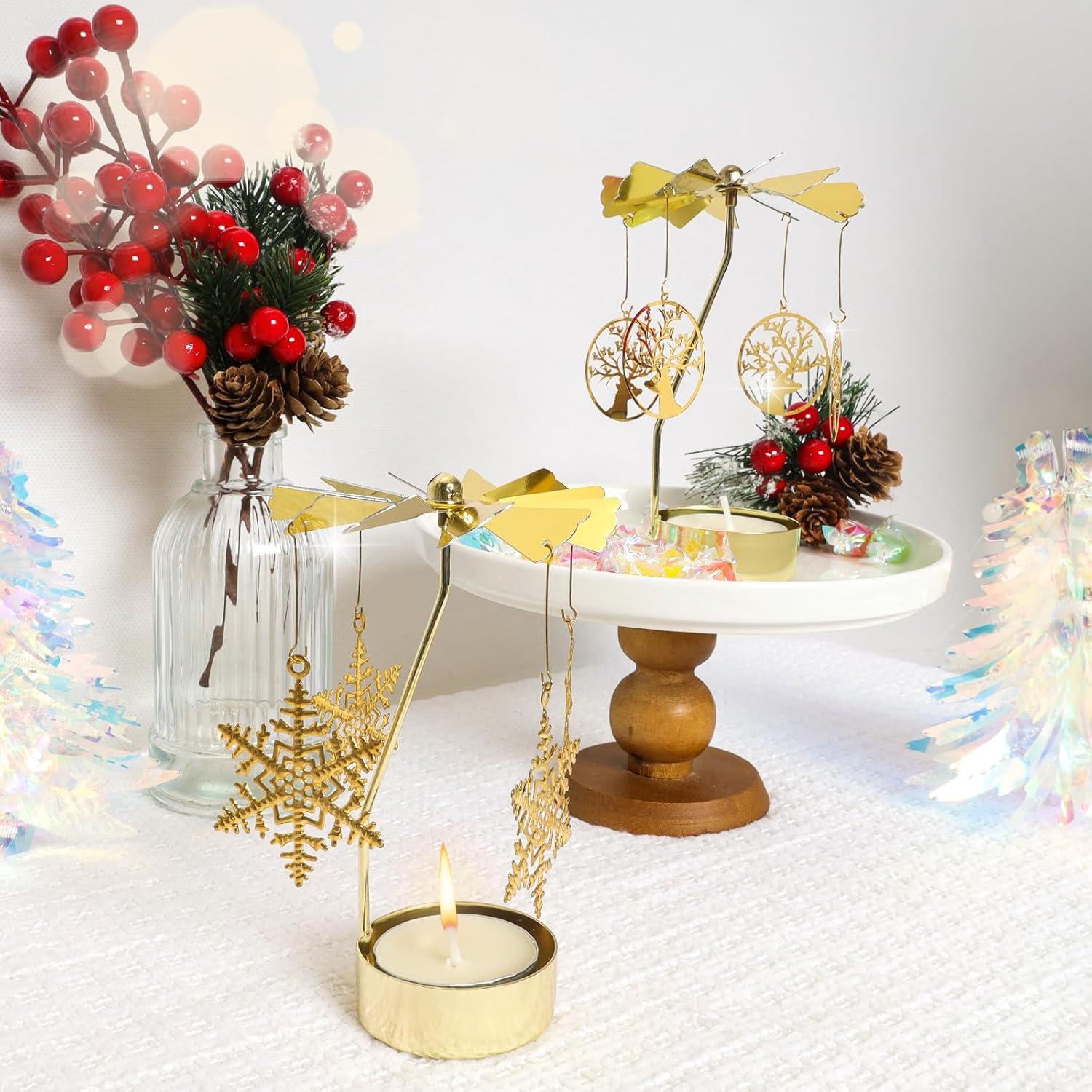 Christmas Candle Holder Set Gold
