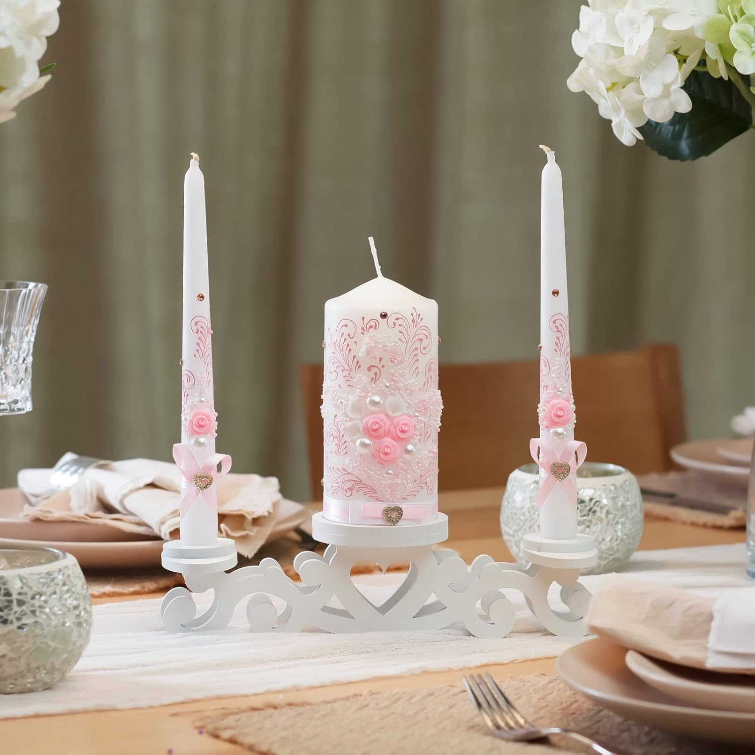 VABA Best Rose Pink Wedding Ceremony Candles Set