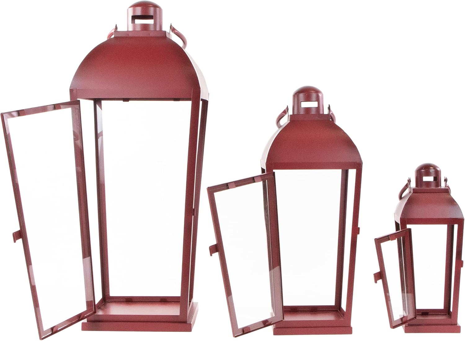 3-Piece Red Candle Lantern Set