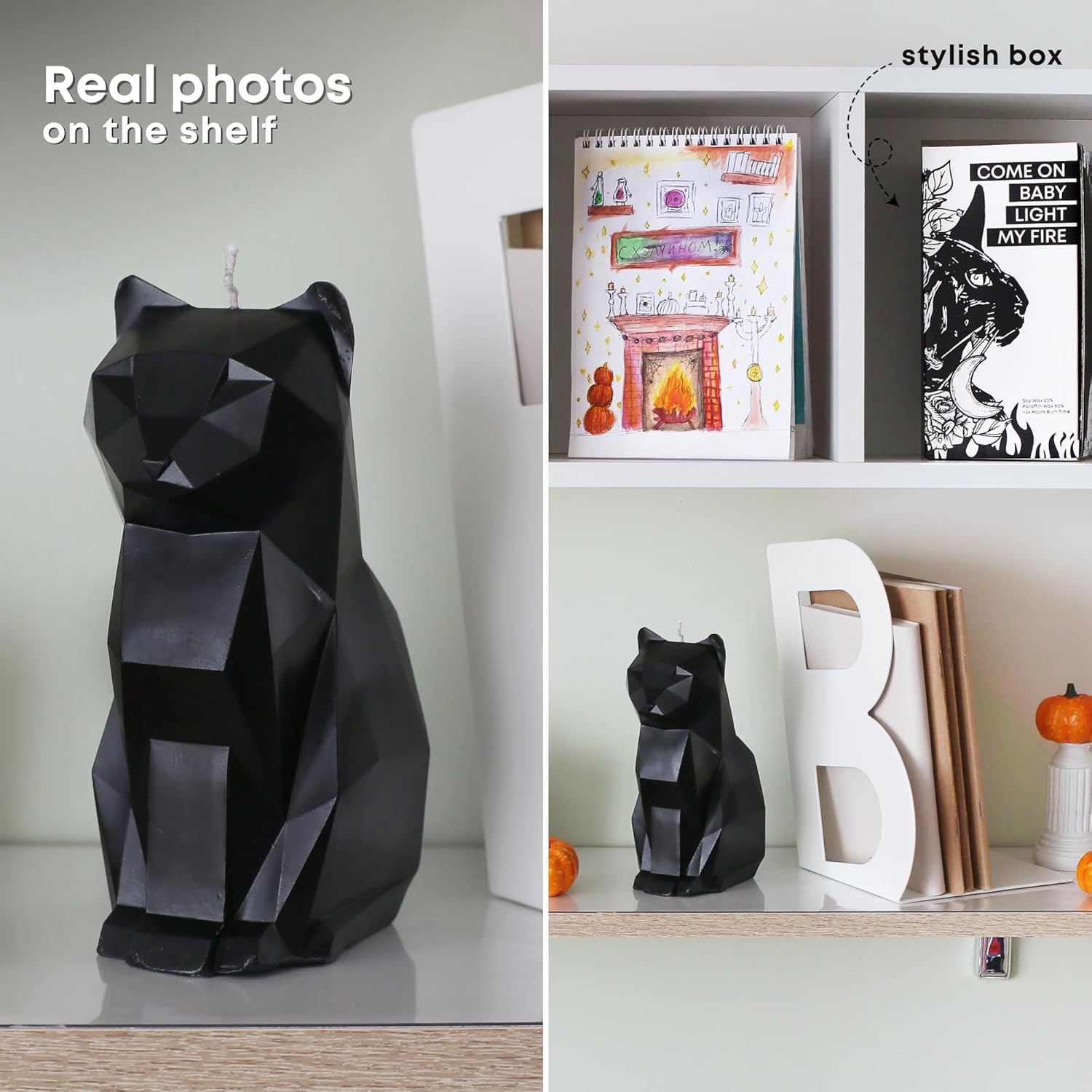 Halloween Spooky Candles Octopus Cat with Hidden Skeletons for Haunted Ambiance