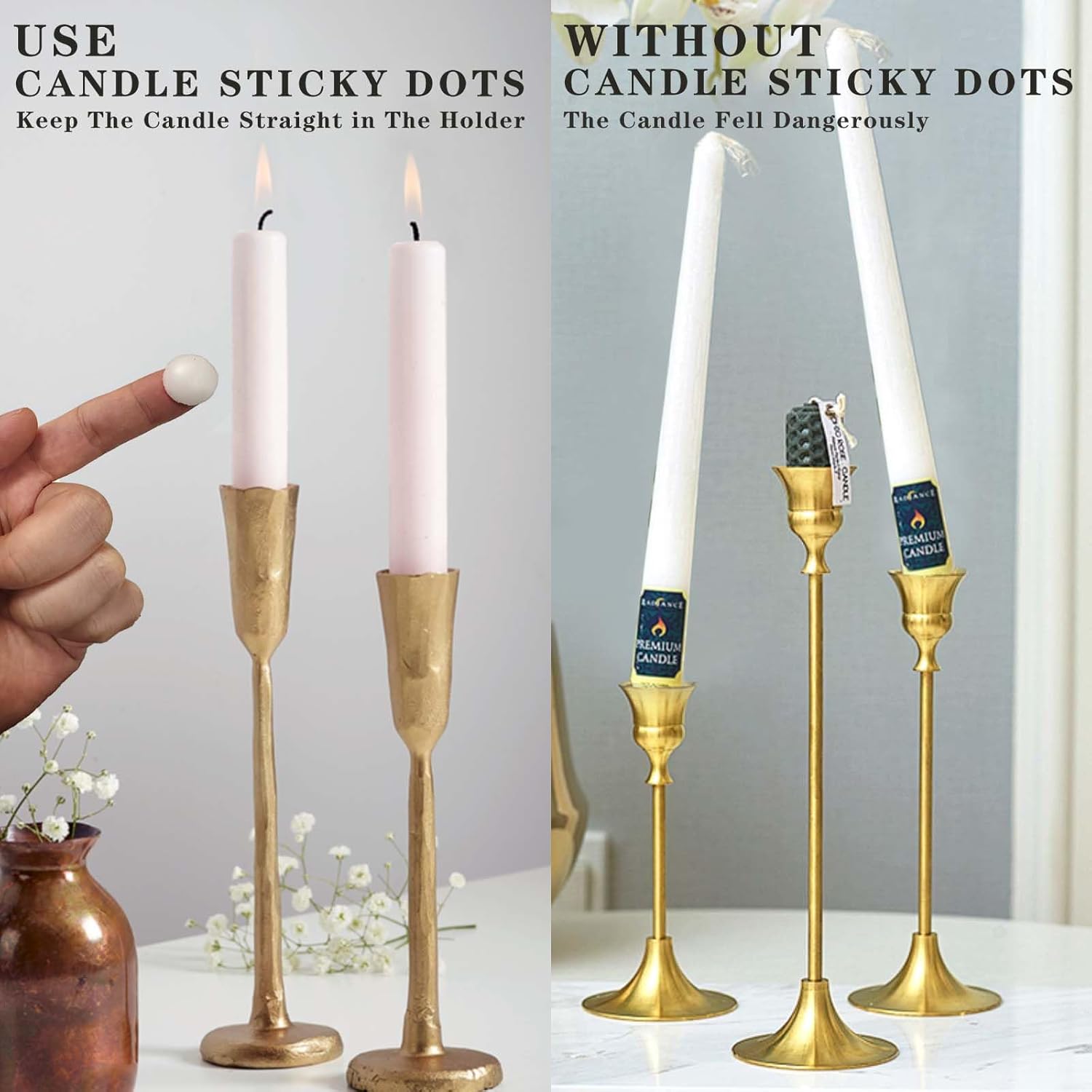 24 Dots Candle Taper Holders Adhesive for Candles