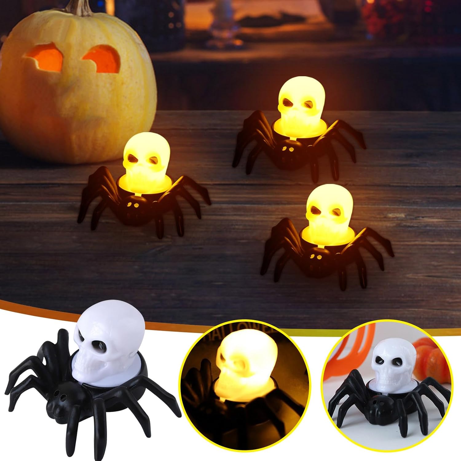 Arachnid Skeleton LED Candle for Halloween