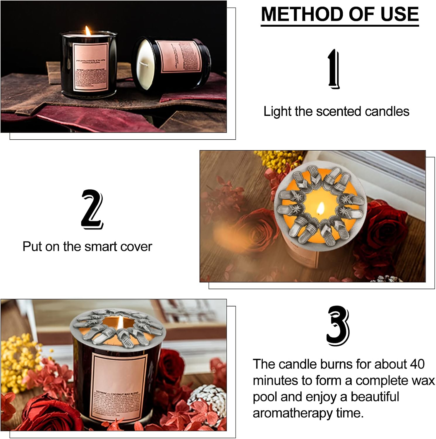 GORGECRAFT Candle Toppers Elegant Candle Shade Extensions for Even Burn Silver