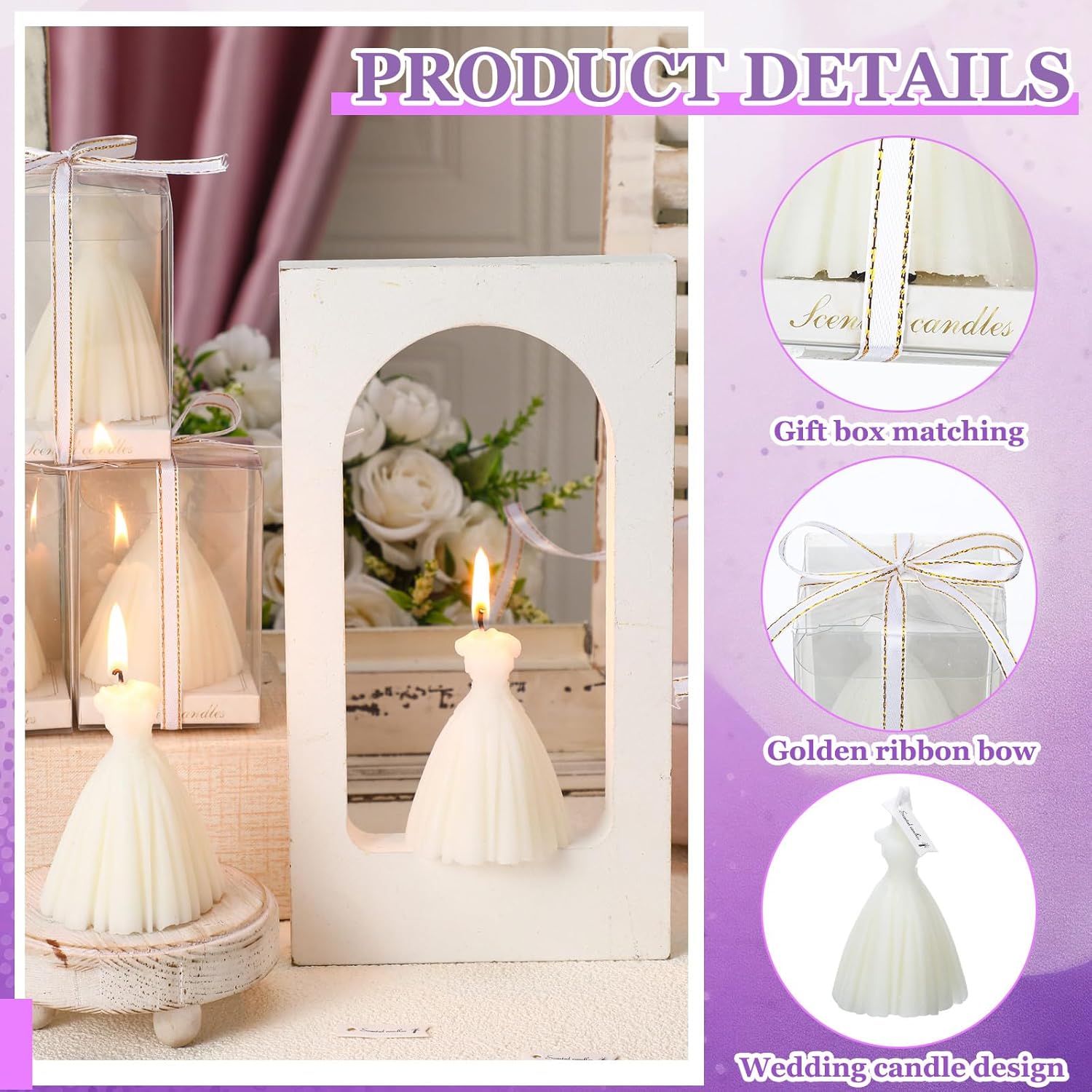 MTLEE 6-Pack Bridesmaid Wedding Dress Candles