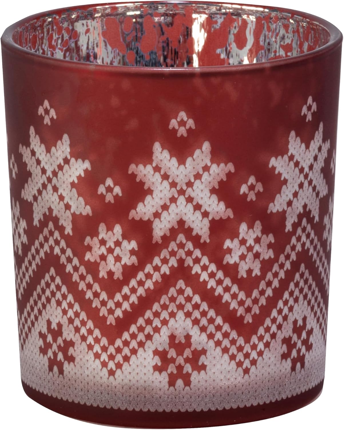 Biedermann Sons 6-Piece Christmas Snowflake Candle Holder Set Glittering Red Design