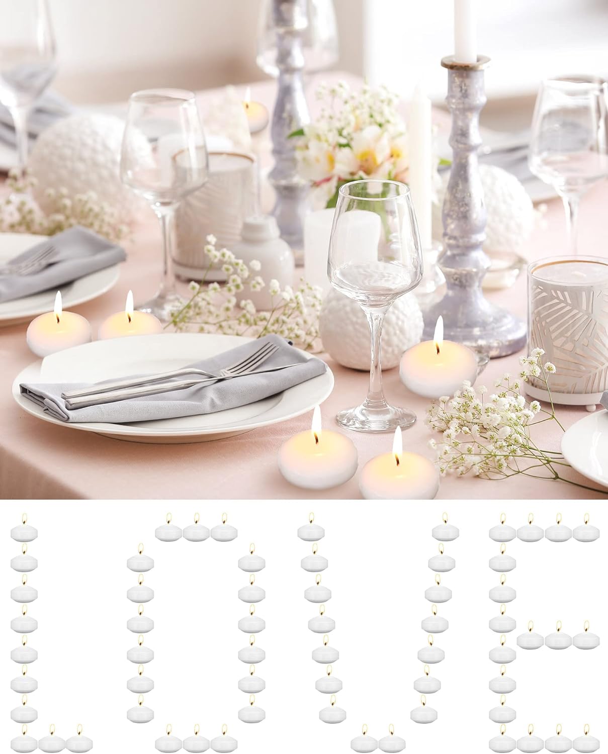 Elegant Floating Candles - 100 White Spherical Candles for Weddings Parties