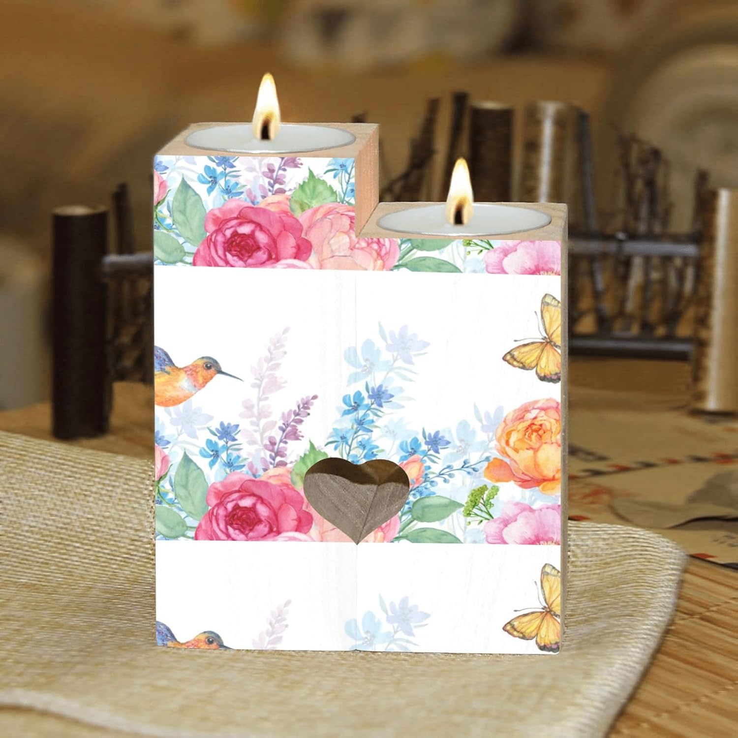 OTVEE Hummingbird Butterfly Heart Candle Holders