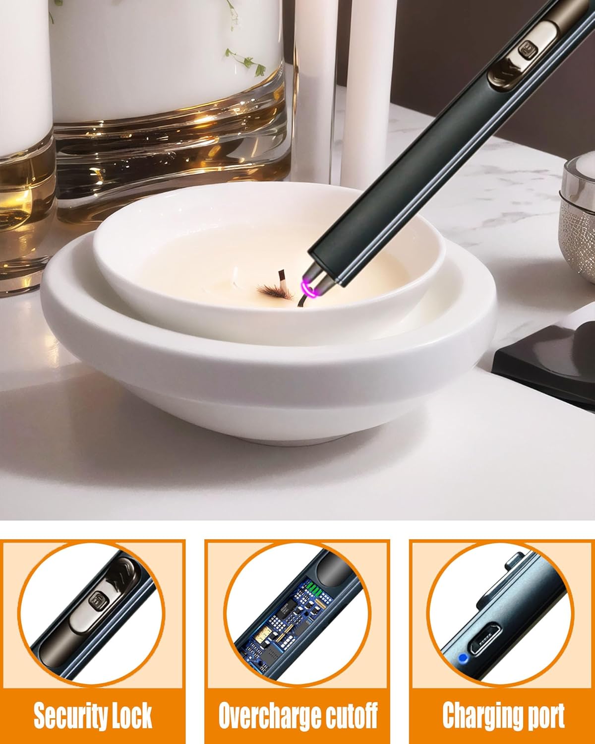5-in-1 Candle Accessory Set with Rechargeable Candle Lighter More